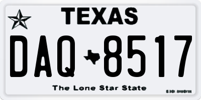 TX license plate DAQ8517