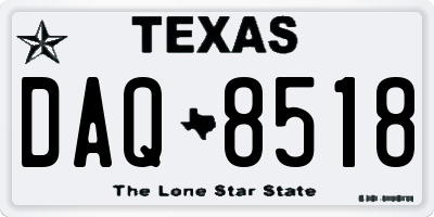 TX license plate DAQ8518