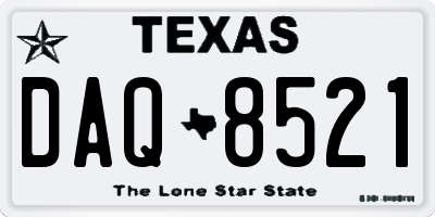 TX license plate DAQ8521