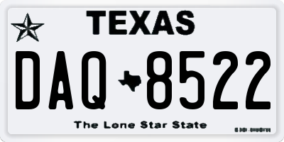 TX license plate DAQ8522