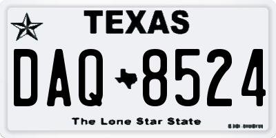 TX license plate DAQ8524
