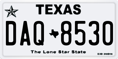 TX license plate DAQ8530