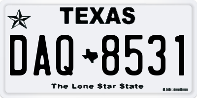 TX license plate DAQ8531