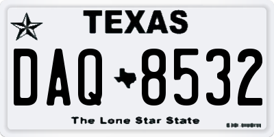 TX license plate DAQ8532
