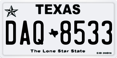 TX license plate DAQ8533