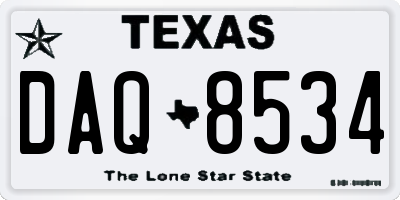 TX license plate DAQ8534