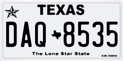 TX license plate DAQ8535
