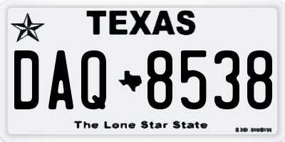 TX license plate DAQ8538