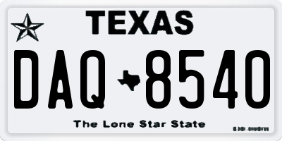 TX license plate DAQ8540