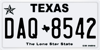 TX license plate DAQ8542