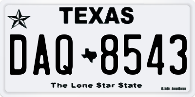 TX license plate DAQ8543