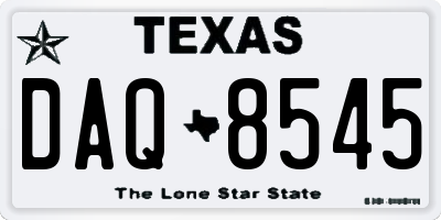 TX license plate DAQ8545