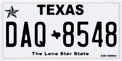 TX license plate DAQ8548