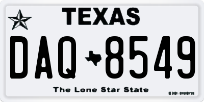 TX license plate DAQ8549