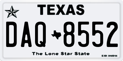 TX license plate DAQ8552