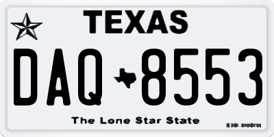 TX license plate DAQ8553