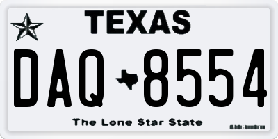 TX license plate DAQ8554