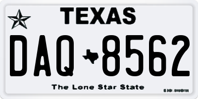 TX license plate DAQ8562