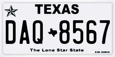 TX license plate DAQ8567