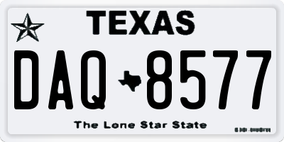TX license plate DAQ8577