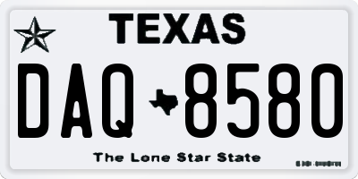 TX license plate DAQ8580