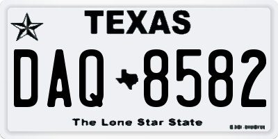 TX license plate DAQ8582