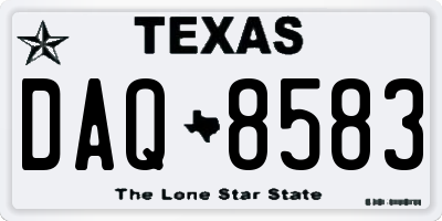 TX license plate DAQ8583