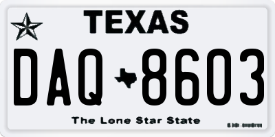 TX license plate DAQ8603
