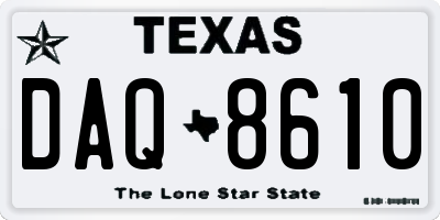TX license plate DAQ8610