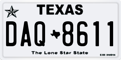 TX license plate DAQ8611
