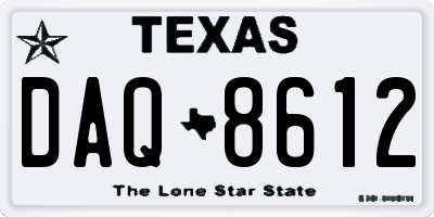 TX license plate DAQ8612
