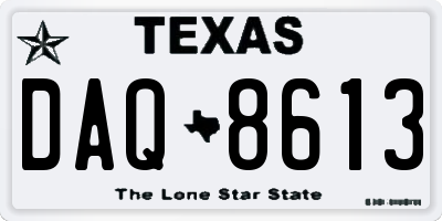 TX license plate DAQ8613
