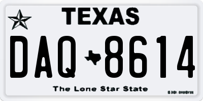 TX license plate DAQ8614