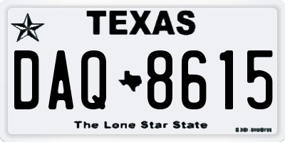 TX license plate DAQ8615
