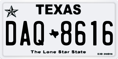 TX license plate DAQ8616