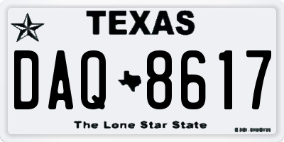 TX license plate DAQ8617