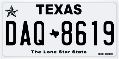 TX license plate DAQ8619