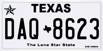 TX license plate DAQ8623