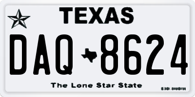 TX license plate DAQ8624
