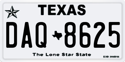 TX license plate DAQ8625