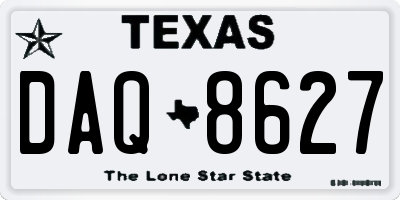TX license plate DAQ8627