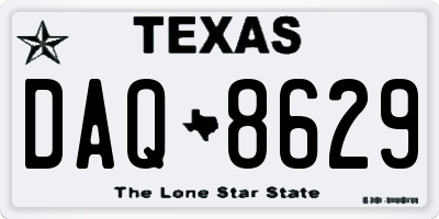 TX license plate DAQ8629