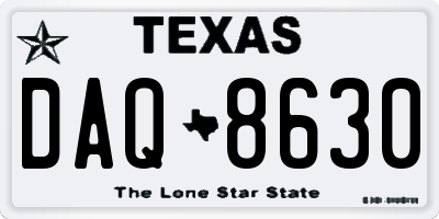 TX license plate DAQ8630