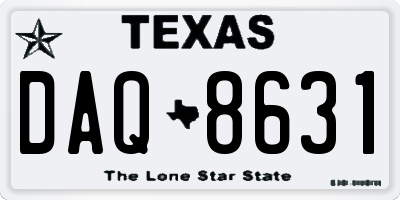 TX license plate DAQ8631