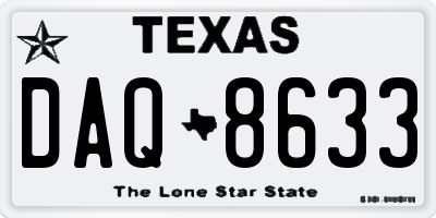 TX license plate DAQ8633