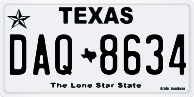 TX license plate DAQ8634