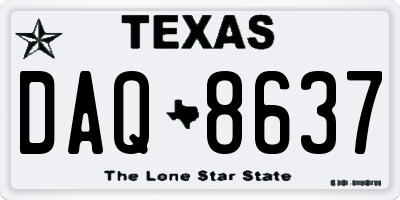 TX license plate DAQ8637