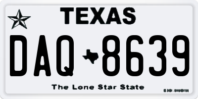 TX license plate DAQ8639