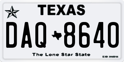 TX license plate DAQ8640