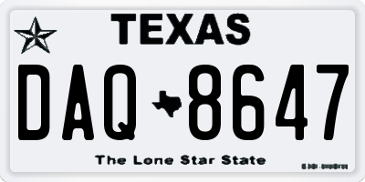 TX license plate DAQ8647